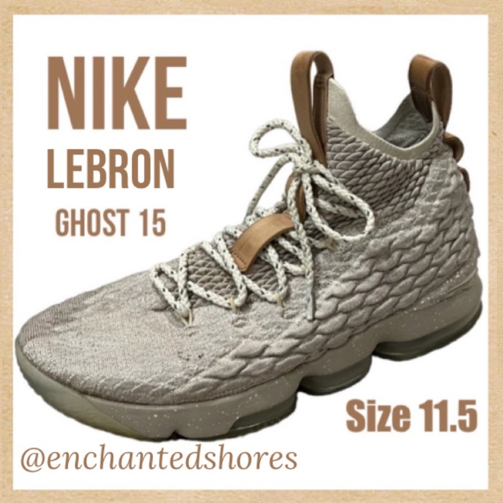 Nike Lebron Ghost 15 Athletic Shoes Basketball Shoes Tan Grey White Size 11 1/2
